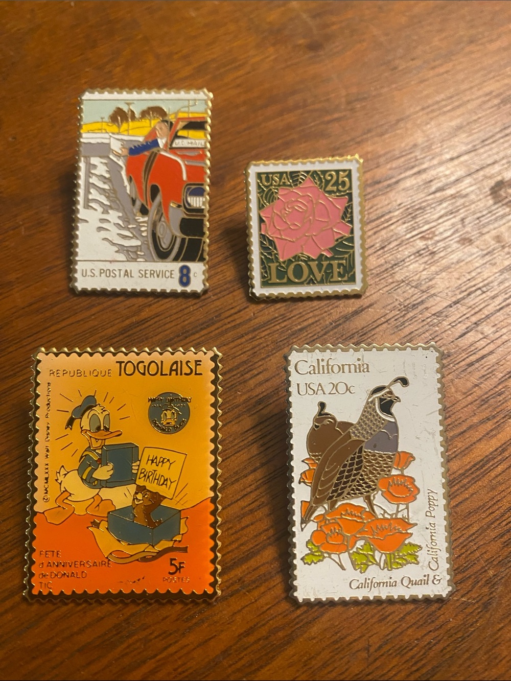 Collection USPS Brass Enamel Stamp Lapel Pins